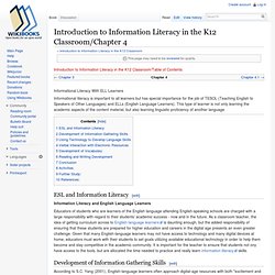 Introduction to Information Literacy in the K12 Classroom/Chapter 4