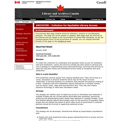 Introduction: IELA Fact Sheet - Initiative for Equitable Library Access - The Public - Library and Archives Canada