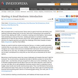 Starting A Small Business: Introduction