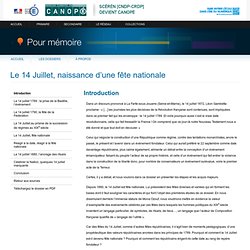 Introduction, Le 14 Juillet, naissance d’une fête nationale - Pour mémoire - CNDP