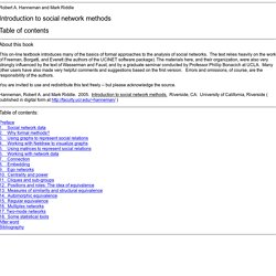 Introduction to Social Network Methods: Table of Contents