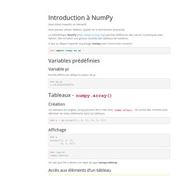 Introduction à NumPy — Cours Python
