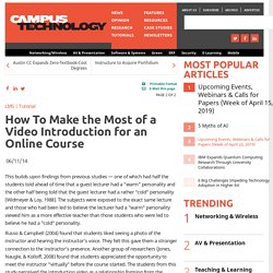How To Make the Most of a Video Introduction for an Online Course