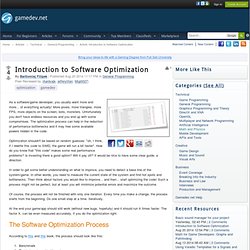 Introduction to Software Optimization
