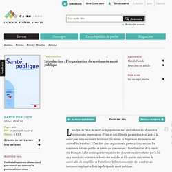 Introduction : L'organisation du système de santé publique