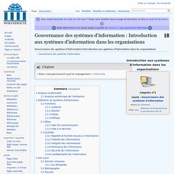 Gouvernance des systèmes d'information/Introduction aux systèmes d'information dans les organisations