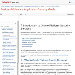 Introduction to Oracle Platform Security Services