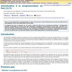 Introduction à la programmation en Perl (1/7)