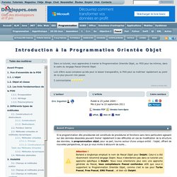 Introduction à la Programmation Orientée Objet