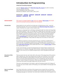 Introduction to Programming using the Processing Language
