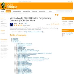 Introduction to Object Oriented Programming Concepts (OOP) and More