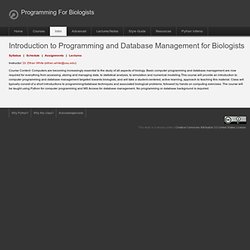 Introduction to Programming and Database Management for Biologists