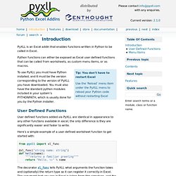 Introduction — PyXLL: Python Excel Addins