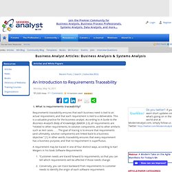 An Introduction to Requirements Traceability > Business Analyst Community & Resources
