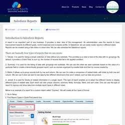 Introduction To Salesforce Reports - Winsurtech Blog