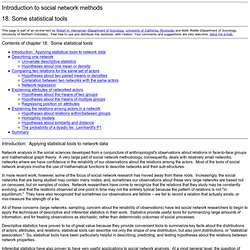 Introduction to social network analysis:  Chapter 18:  Some statistical tools