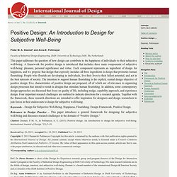 Positive Design: An Introduction to Design for Subjective Well-Being