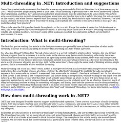 Multi-threading in .NET: Introduction and suggestions