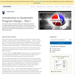 Introduction to Systematic Program Design