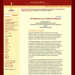 Introduction à la médecine tibétaine