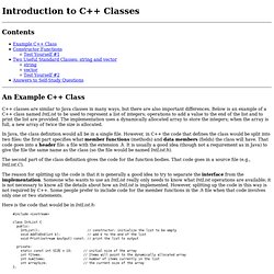 Introduction to C++ Classes