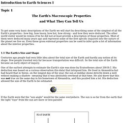 Introduction to Earth Sciences I