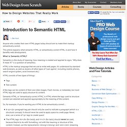 Introduction to Semantic HTML