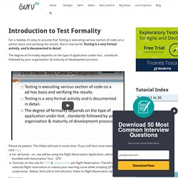 Introduction to Test Formality