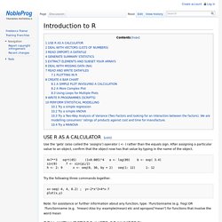 Introduction to R - Training Material