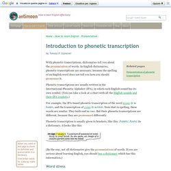 Introduction to phonetic transcription