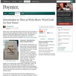Introduction to ‘How to Write Short: Word Craft for Fast Times’