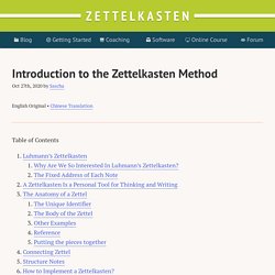 Introduction to the Zettelkasten Method