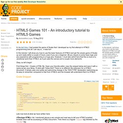 HTML5 Games 101 - An introductory tutorial to HTML5 Games