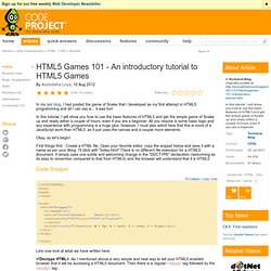 HTML5 Games 101 - An introductory tutorial to HTML5 Games
