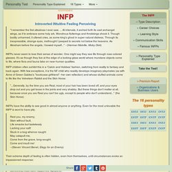 INFP Introverted iNtuitive Feeling Perceiving