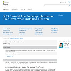 BUG: "Invalid Line In Setup Information File" Error When Installing VB6 App