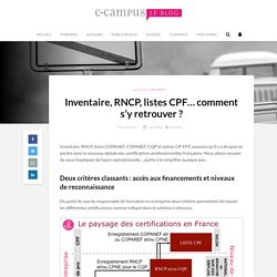 Inventaire, RNCP, listes CPF... comment s'y retrouver ?