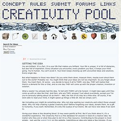 Invention Ideas - Creativity Pool Site Concept