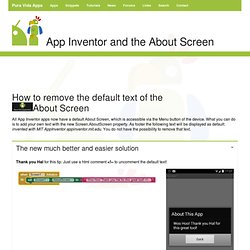 App Inventor Tutorials and Examples: About Screen