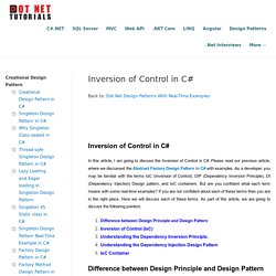 Inversion of Control in C# with Examples - Dot Net Tutorials