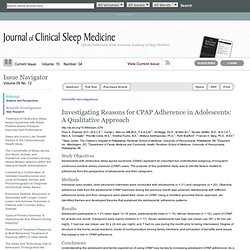 JCSM - Investigating Reasons for CPAP Adherence in Adolescents: A Qualitative Approach