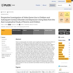 Prospective Investigation of Video Game Use in Children and Subsequent Conduct Disorder and Depression Using Data from the Avon Longitudinal Study of Parents and Children