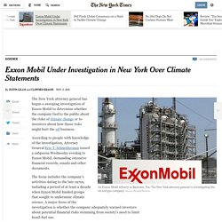 Exxon Mobil Investigated for Possible Climate Change Lies by New York Attorney General