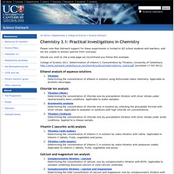 Chemistry 3.1: Practical Investigations in Chemistry - Resources - Outreach - College of Science - University of Canterbury