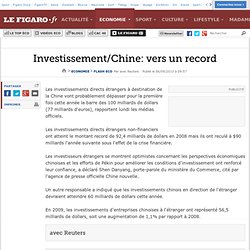 Flash Eco : Chine: vers un montant record des IDE