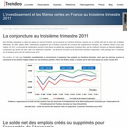 L’investissement et les filières vertes en France au troisième trimestre 2011