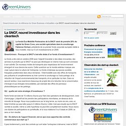 La SNCF, nouvel investisseur dans les cleantech