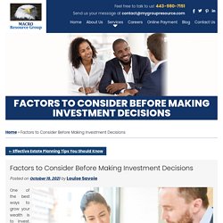 Factors to Consider Before Making Investment Decisions