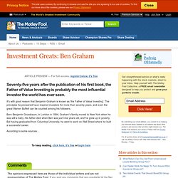 Investment Greats: Ben Graham - 17/04/2009