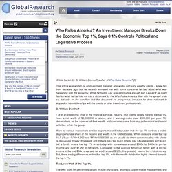 Who Rules America? An Investment Manager Breaks Down the Economic Top 1%, Says 0.1% Controls Political and Legislative Process